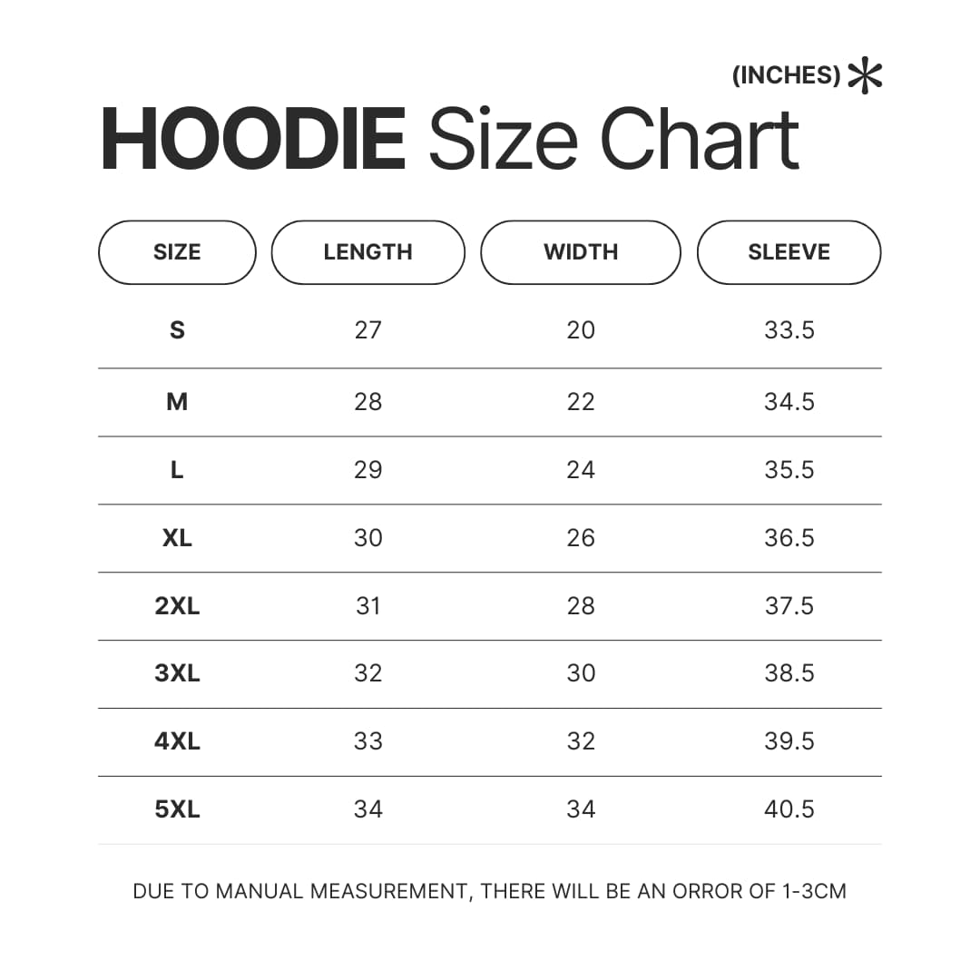 Hoodie Size Chart - Bendy And The Ink Machine Store